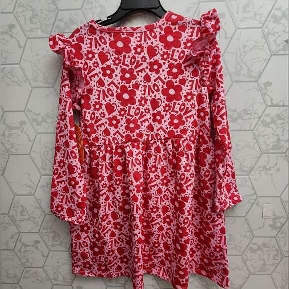 Wonder Nation Valentine’s Day Toddler Girl Long Sleeve Knit Dress, Nwt - Picture 5 of 6